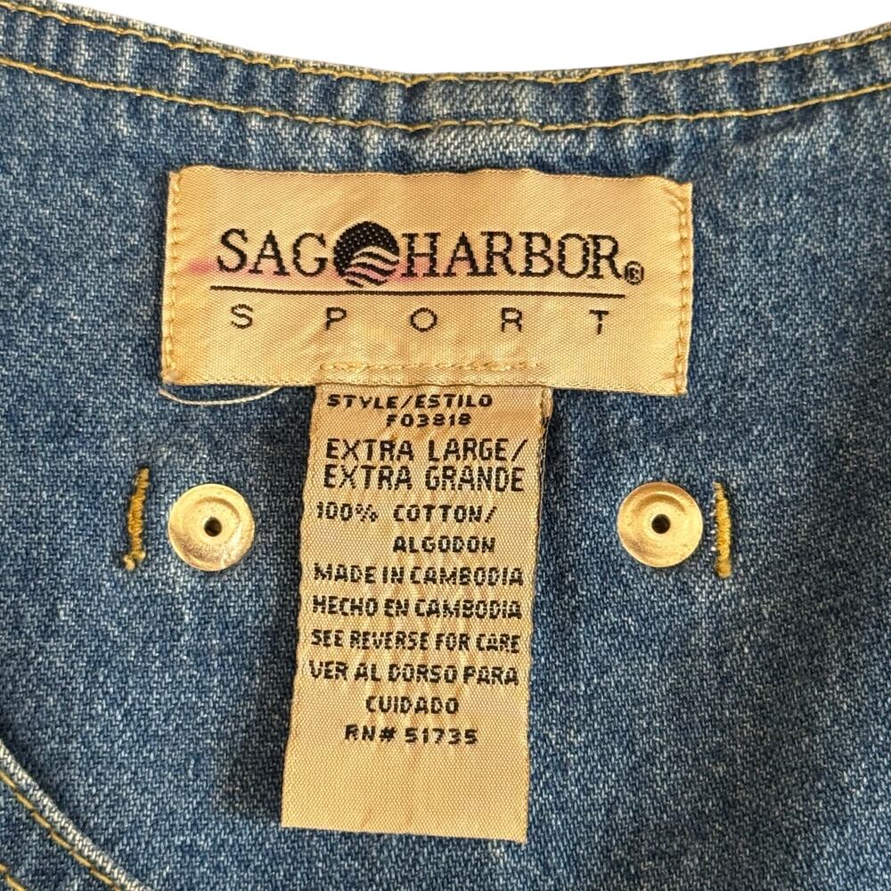 Vintage Sag Harbor Denim Dress Women's Sleeveless Button Front Cotton Pockets-XL - Picture 9 of 10